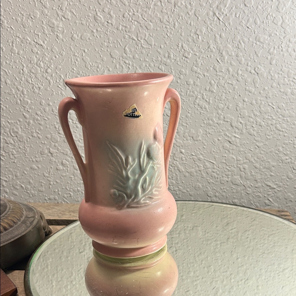Vintage Pink and Green Vase Hull Pottery Vase